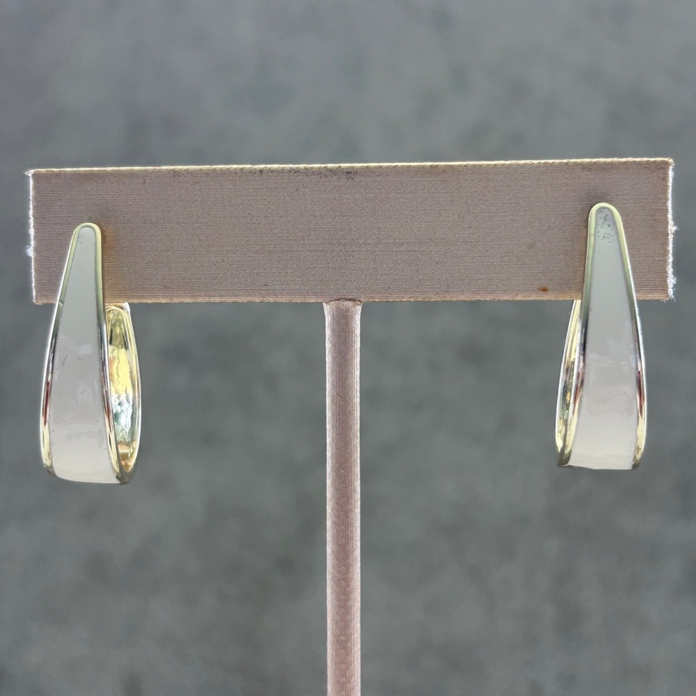 Earrings Enamel Gold Tone Post Back Modern Hoop New with Tags